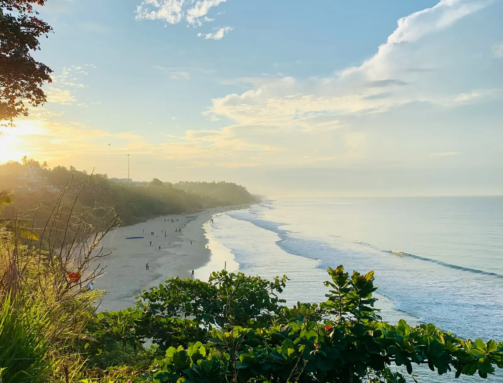 Kerala coastline — beach and ocean from the hills